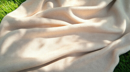 Fototapeta premium Cozy wool texture with soft, delicate weave on sunlit grass background