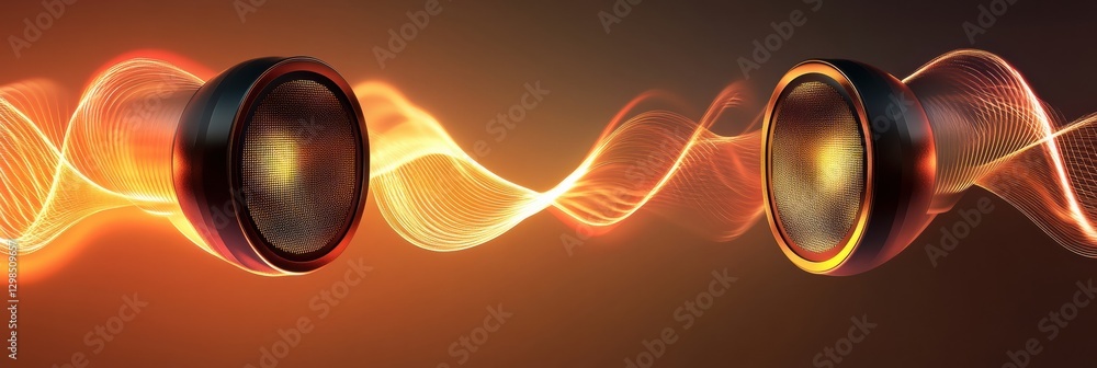Fototapete innovative 3d speakers creating vibrant light waves in a modern setting. generative ai