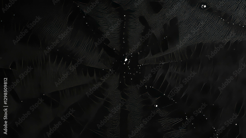 Poster delicate spider web background with dew drops in macro detail