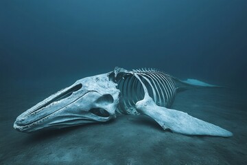 Exploring ocean depths whale skeleton and nature's secrets in dark waters