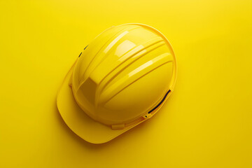 Yellow Hard Hat Safety Helmet on Yellow Background
