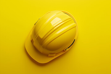 Yellow Hard Hat Safety Helmet on Yellow Background