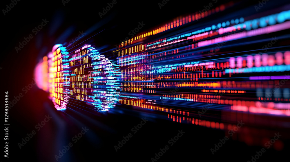 Aufkleber abstract digital flow with vibrant colorful light patterns