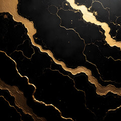 Luxury Black and Gold Marble Texture with Elegant Metallic Flow Patterns