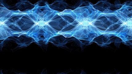 Obraz premium Dynamic Blue Lines Create a Chaotic Network Pattern Against a Black Background Illustrating Abstract Design Concepts