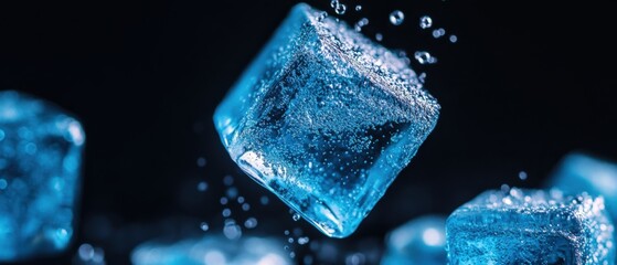 Ice Cubes with Water Droplets