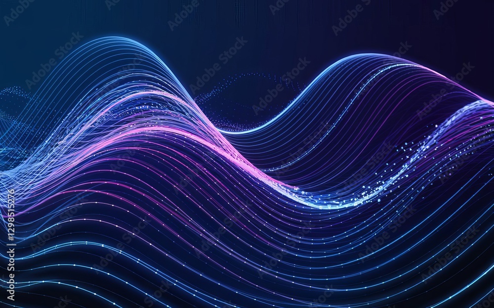 Poster abstract sonic waves: capturing the dynamic interplay of light and form, a mesmerizing digital artwo