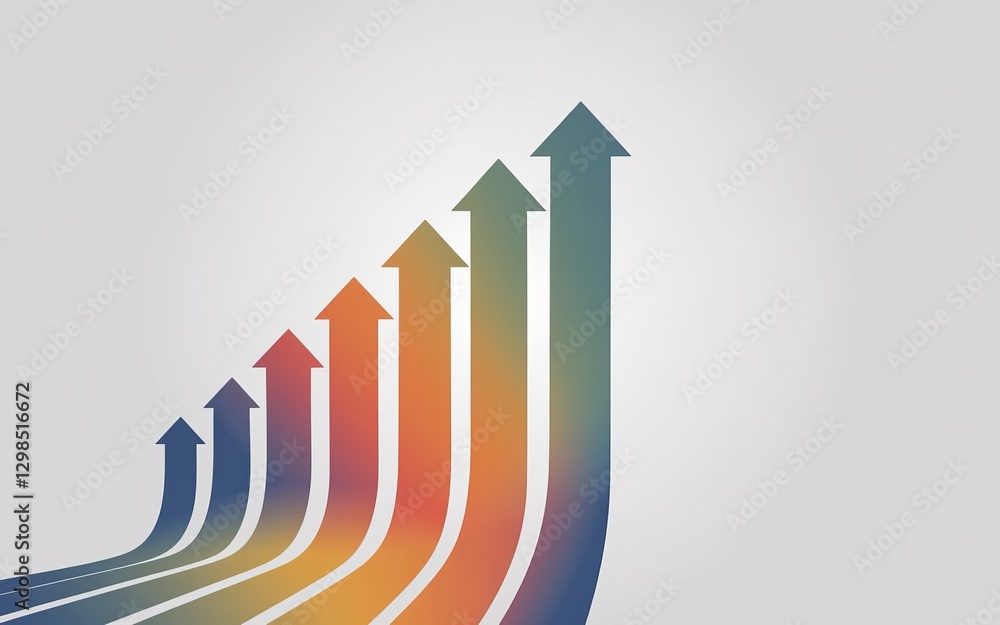 Poster arrow ascent: a dynamic display of upward-pointing arrows, each a vibrant gradient, symbolizing grow