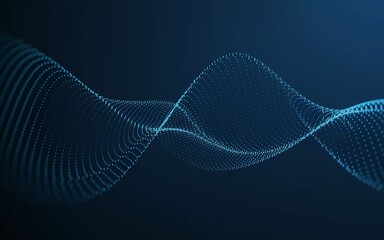 Fototapeta premium Waveform of Innovation: An abstract visualization of a flowing waveform, crafted from interconnected particles, symbolizing the ebb and flow of technology, data, or communication.
