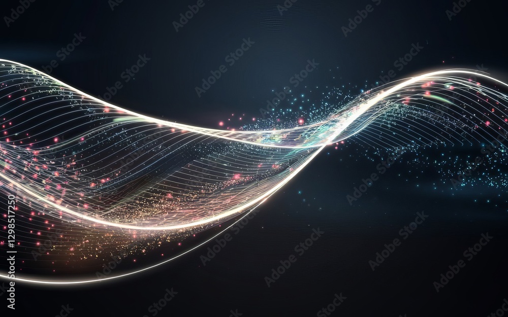 Aufkleber abstract digital wave: a mesmerizing digital wave undulates with a symphony of light and energy, ill