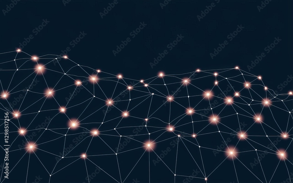 Poster abstract tech network: a mesmerizing visual of interconnected points and lines forming a network, hi