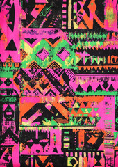Vibrant tribal pattern fabric