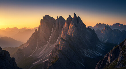 Naklejka premium sunrise in the mountains