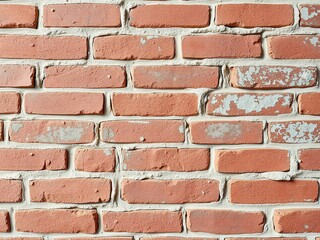 Obraz premium Aged Brick Wall Texture with Chipped Paint and Mortar