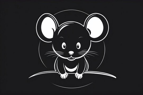 Minimalist Logo Featuring a Cute Mouse on a White Background, Reflecting Ideas of Minimalism