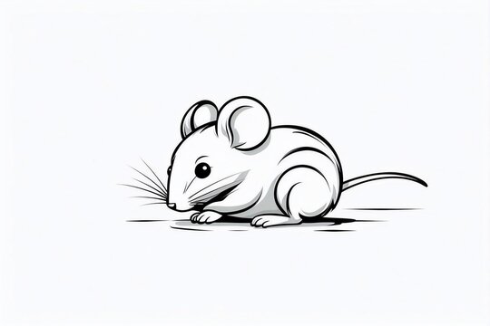 Minimalist Logo Featuring a Cute Mouse on a White Background, Reflecting Ideas of Minimalism