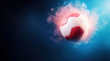 Fototapeta premium A vibrant soccer ball is in motion, surrounded by a colorful splash, emphasizing energy and excitement.