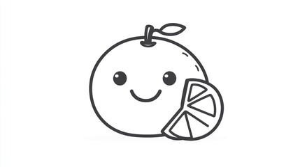 Cute Orange & Slice, Simple Drawing