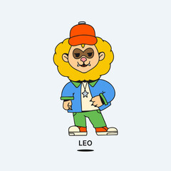 Cute character zodiac sign Leo. Mascot. Trendy vector illustration.