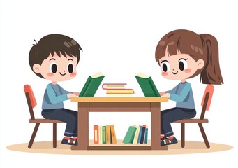 boy and girl studying