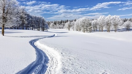 Fototapeta premium Winter landscape snowy field nature photography scenic view peaceful environment