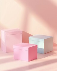 Packaging box mock-up with premium texture, matte and glossy options, clean branding presentation 
