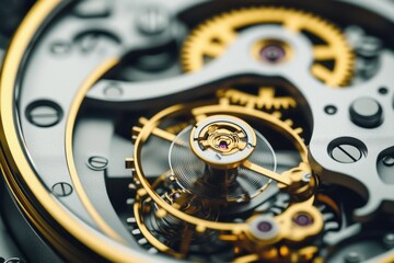 Precise mechanics of a luxury watch movement showcasing intricate design and craftsmanship