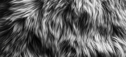 Naklejka premium Close-up of soft and fluffy gray-black animal fur texture