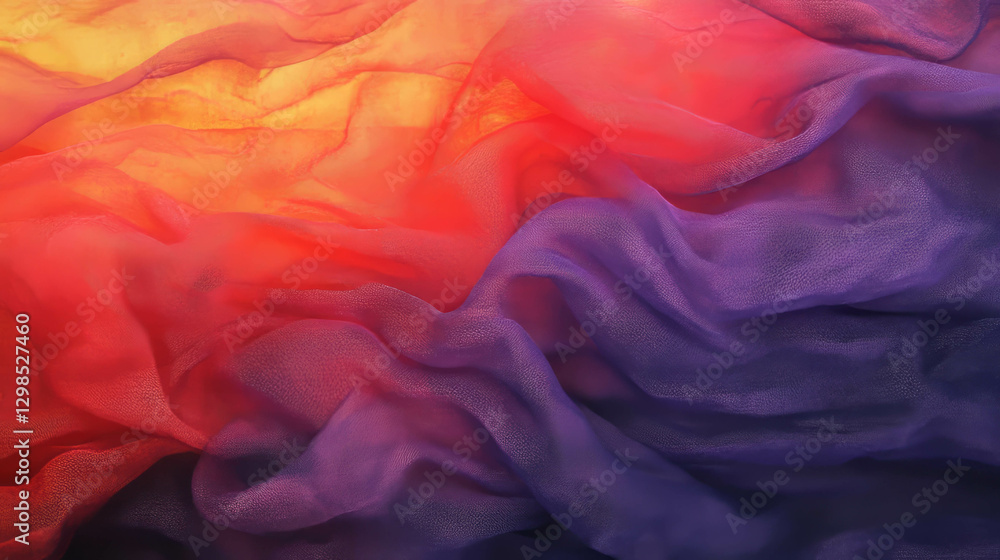 Poster Vibrant abstract canvas texture with visible threads in warm gradient colors