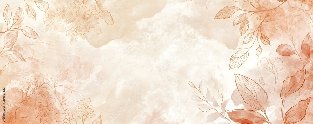 Poster elegant botanical elements on a watercolor background create a soft texture