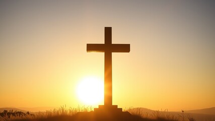 Easter Sunrise Serenity - Cross Silhouette