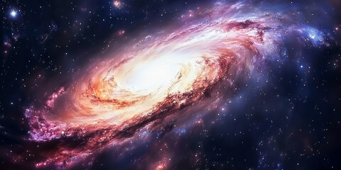 Stunning spiral galaxy in deep space with vibrant colors and stars