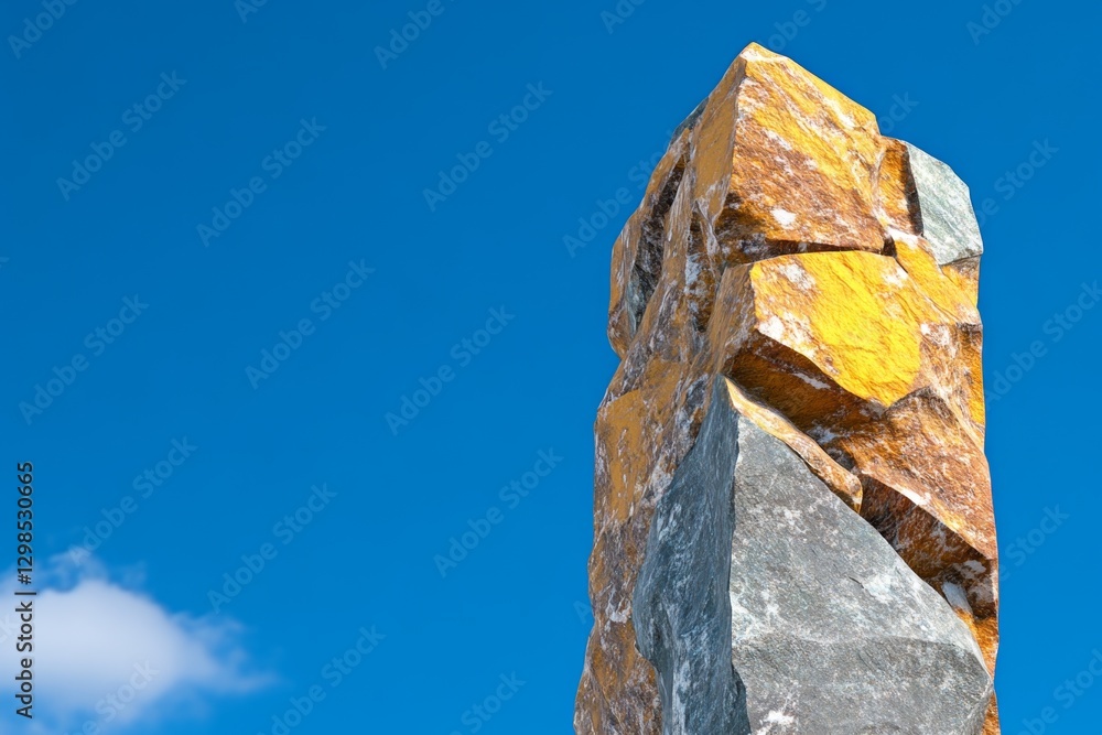 Poster a geometric abstract design of a towering cliff with sharp edges