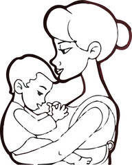 how to draw mother and baby easy steps 