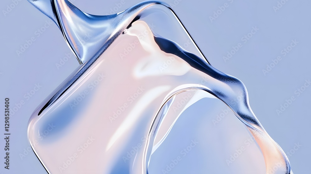 Poster Abstract illustration displaying flowing transparent liquid shapes on light background