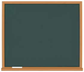 Empty chalkboard with wooden frame, transparent background png