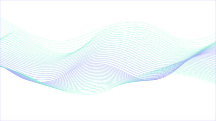 Abstract colored 3D waves on a white background. Dynamic flowing wave lines design element. 