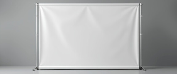 blank white roll-up banner stand mockup for exhibition and advertising display
