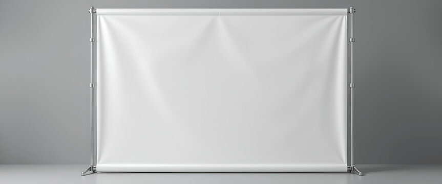 blank white roll-up banner stand mockup for exhibition and advertising display