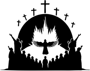 pentecost silhouette on a white background