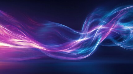 Obraz premium futuristic cyber waves neon purple cyan --ar 16:9