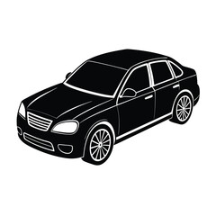 car vector illustratio silhouette on white background.