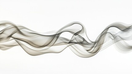 Naklejka premium Abstract smoke swirls, floating upwards. Wispy gray trails on a clean, bright white background