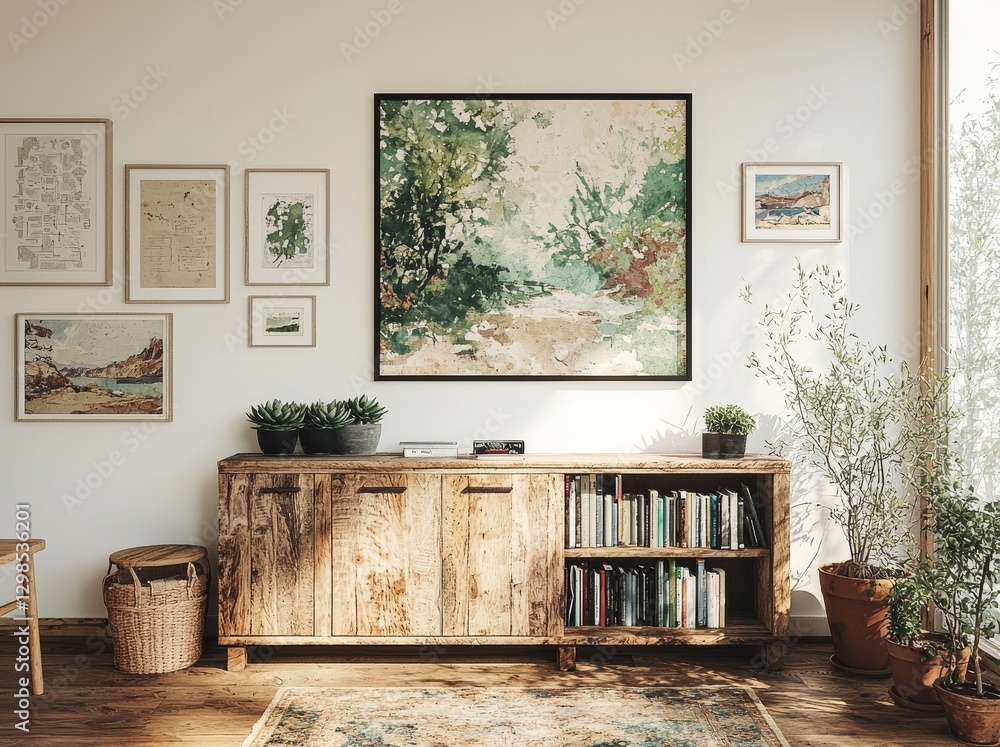 Poster incorporate a hipster background into a mock-up frame and add 3d rendered and illustrated elements