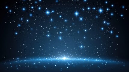 Fototapeta premium A beautiful starry night sky filled with glowing stars against a deep blue backdrop, creating a magical and serene atmosphere, Ideal for backgrounds, invitations, or themes of wonder and exploration,
