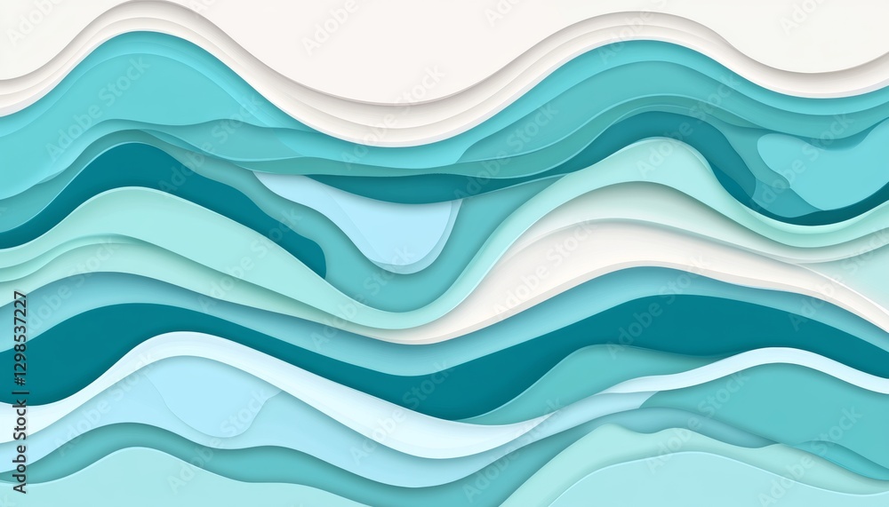 Poster abstract elegant seamless light mint wave 3d pattern texture background minimalist design