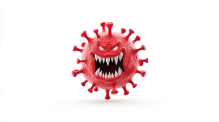Fototapeta premium terrifying virus illustration with sharp teeth and menacing expression, symbolizing fear and danger