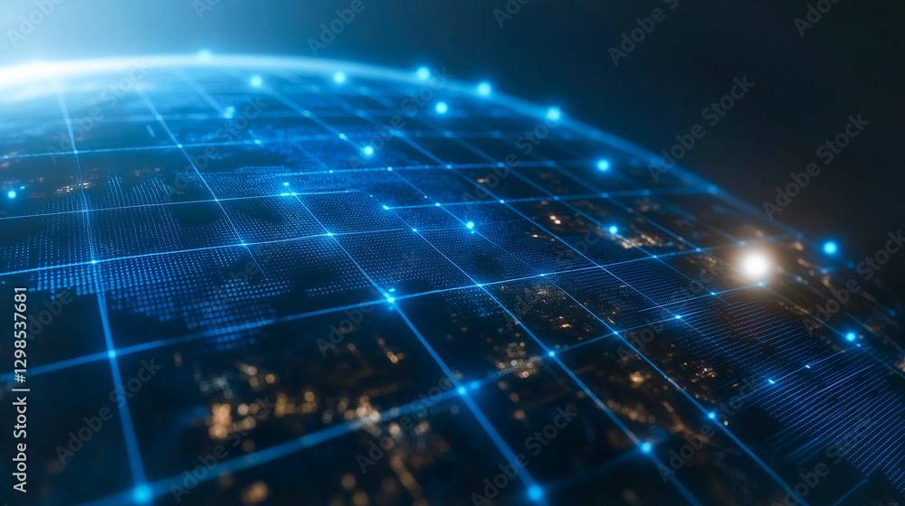 Aufkleber global network connectivity: a captivating visual representation of global interconnectedness, with 