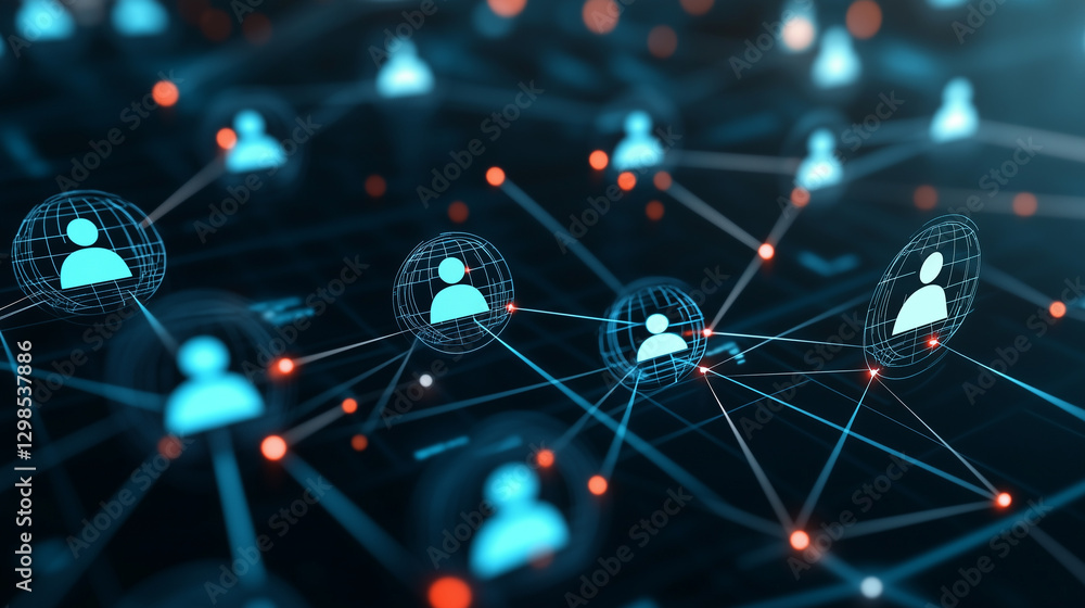 Aufkleber global connections: representing the interconnectedness of people. a network of nodes, linked by lin