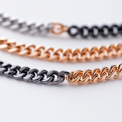 Obraz premium Three Chain Necklaces on White Background